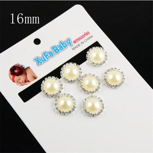 20pcs/lot 16mm Alloy Clear Rhinestone Pearl Button DIY Wedding Flower Girl Hair Accessories PJ02