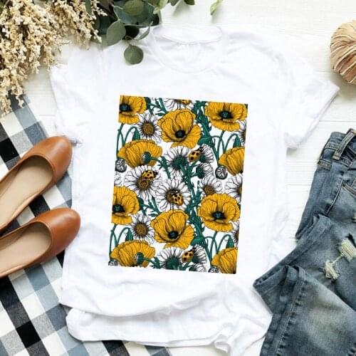 Women Lady Flower Animal Summer Fall Clothing Floral Ladies T Tee Tshirt Womens Female Top Shirt Clothes Graphic T-shirt