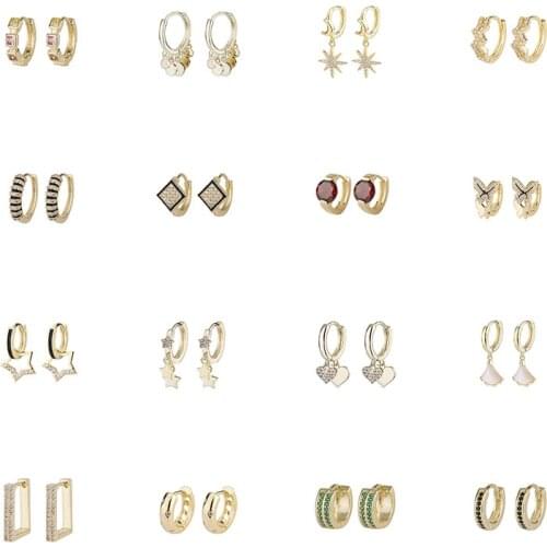 YOMO Fashion Inlaid Zircon 30-Styles Dainty round hoop Hoop Earrings Simple Elegant Metal Style Earrings For Women Jewelry