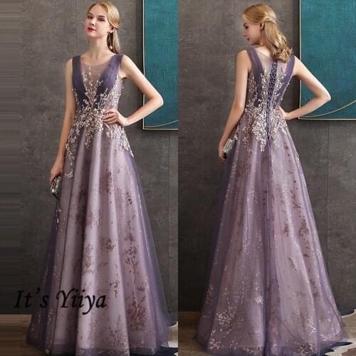 Its Yiiya Tank Evening Dress O-Neck Sequined Floor-Length Sleeveless Evening Dress 2020 K325 A-Line Dress Woman Party