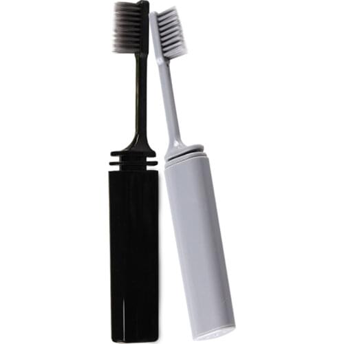 2pcs Portable Travel Toothbrush Folding Toothbrush Bamboo Charcoal Ultra Toothbrush Oral Care Soft Toothbrush Camping Supply
