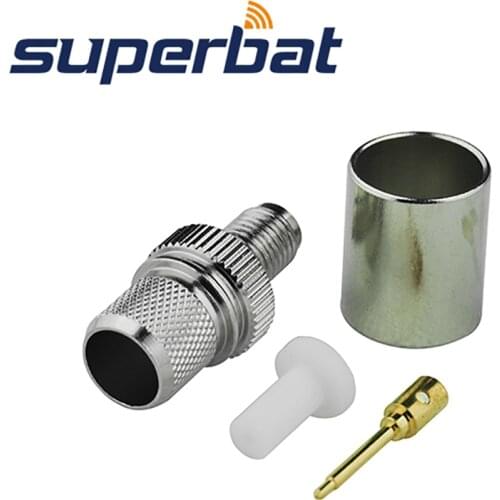 Superbat 10pcs RP-SMA Crimp Jack RF Coaxial Connector for Cable RG214,RG213,RG8,LMR400