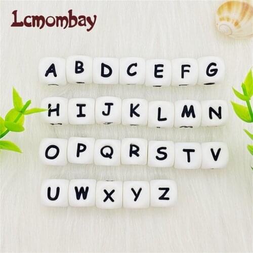 10pcs 12mm Letter Silicone Beads English Alphabe Beads Food Grade Silicone Chewing Beads DIY Baby Teething Toys Pendant