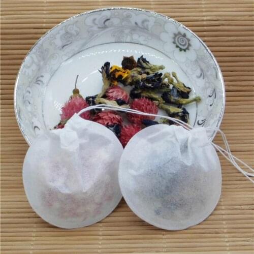 100PCS Disposable Empty Tea Pouch Round Tea Bag Filter Paper Bags For Loose Leaf Tea Powder Herbs Spice - 75mm (White)
