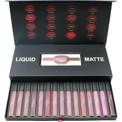 16pcs Big Tube Non-fading Matte Lip Gloss Lip Cosmetic Velvet Lip Gloss Makeup Silky Lipgloss Smooth Makeup Tool