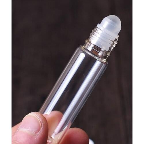20pcs/lot 10ml Glass Roll-on Bottles Portable Essential Oil Jar Bottle With Stainless glass Roller Ball