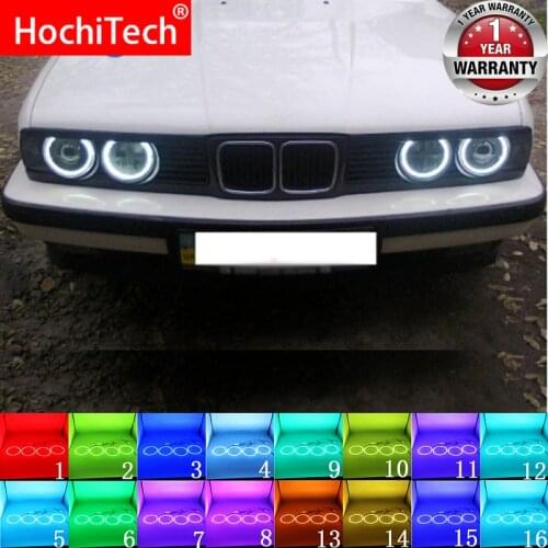 For BMW E30 E32 E34 Accessories Latest Headlight Multi-color RGB LED Angel Eyes Halo Ring Eye DRL RF Remote Control