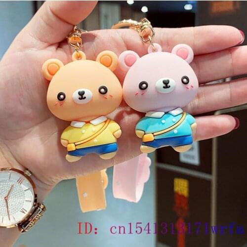 PVC Bear Doll Keychain Cartoon Key chain Keyring Cut Keybuckle Fashion Bag Pendant Cute Men Decorations Women Gift Kawaii Anime