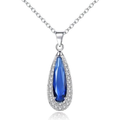 CAN20 Long drop-shaped zircon necklace Simple oval micro-set pendant necklace Korean version of jewelry foreign trade new