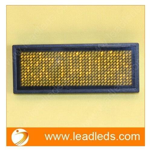 Manufacture price Yellow color rechargeable led name badge with battery mini led display