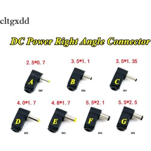 Cltgxdd 90 Degree Right Angle 4.0/4.8*1.7mm DC Power Cable Male Plug Socket Soldering Cord Tip Adapter Connector 2.1/2.5x5.5mm