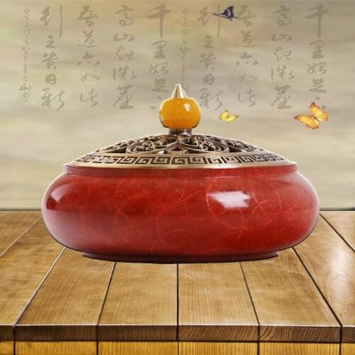Colored Copper Flat Bottom Incense Burner For The Buddha Tea Room Aromatherapy Decor Ornaments Sandalwood Zen Incense Box