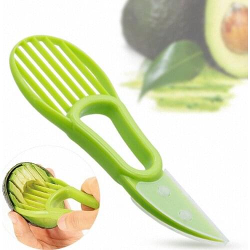 Food Grade Plastic Fruit Slicer Avocado Slicer Cutter Peeler Splits Fruits Pits Scoop Kitchen Tools Green Color