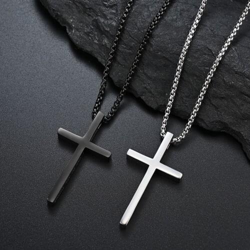 Philippians I CAN DO ALL THINGS Cross Necklace Pendant for Men Stainless Steel Simple Inspirational Male Gift
