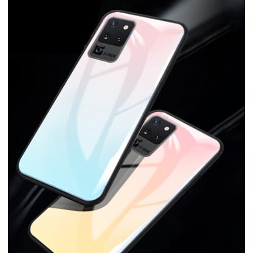 Gradient Tempered Glass Case For Samsung Galaxy S20 Ultra S11 Plus Luxury Luxury Glass Case TPU Silicone Cover For Samsung S11E