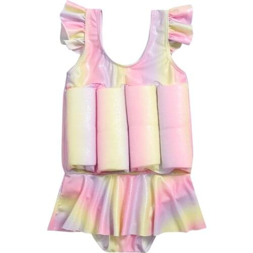 Kids Baby Girl Buoyancy Float Swimsuit With Skitt UV Protection UPF50+ Children Swimwear Baby Learning Swim Dress Bathing Suit