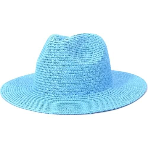 Summer Men Women Outdoor Travel Seaside Sunscreen Fashion Sun Straw Hats Panama Yellow Green Jazz Caps Sun Protective Beach Cap