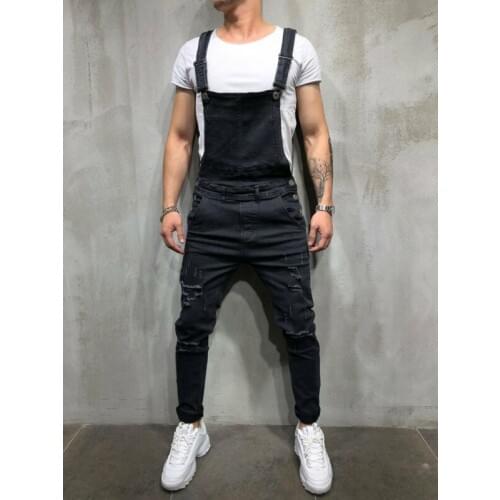 Fashion Mens Denim Jeans Overalls Carpenter Trousers Bib Jumpsuits Moto Pants