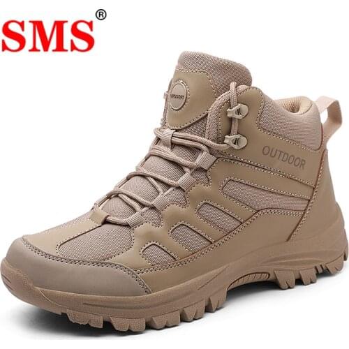 SMS Outdoor Men Hiking Shoes Waterproof Breathable Tactical Combat Army Boots Desert Training Sneakers Anti-Slip Trekking Shoes
