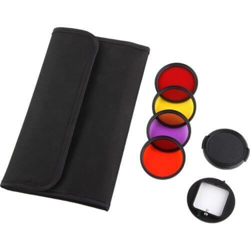 4pcs 52mm Full Color Filter Set + Adapter + Lens cap + 6-slots Case for Gopro Hero 3+ Camera