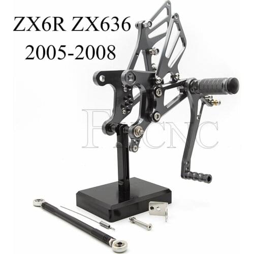 CNC Adjustable Rearset For Kawasaki Ninja ZX6R ZX636 Motorcycle Foot Pegs Rest Footpegs Pedals Rearsets Footrest ZX-6R ZX 6R 636