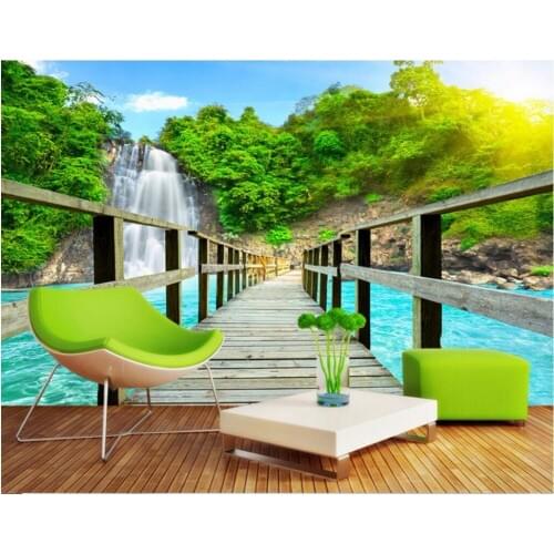 Custom mural photo 3d room wallpaper The waterfall bridge picture home decor painting 3d wall murals wallpaper for walls 3 d