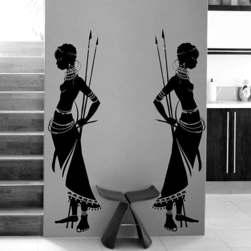 Wall Sticker Two African Woman Vinyl Decal Bedroom Living Room Decor Door Decoration Creative Modern Design Wall Art Mural Guard