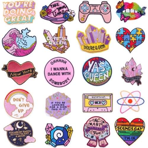 Nicediy Crystal/Outdoor Patch For Clothes Sewing Badge Patches Embroidered Patches For Clothing Applique Jacket Jeans Patch Diy