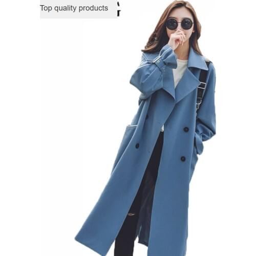 New 2020 Korean Chic Autumn Long Trench Coat For Women Double Breasted Belt Female Windbreaker Outwear manteau femme Tops LX236