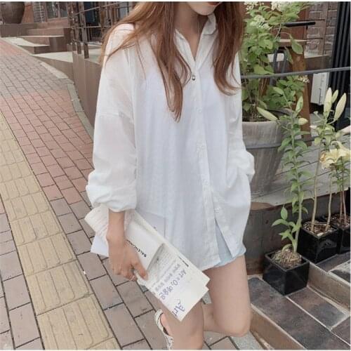 New Vintage oversize Spring femme Shirt Casual white Tops Girls Blouse Women Long sleeve Cotton New Women Blouses femme