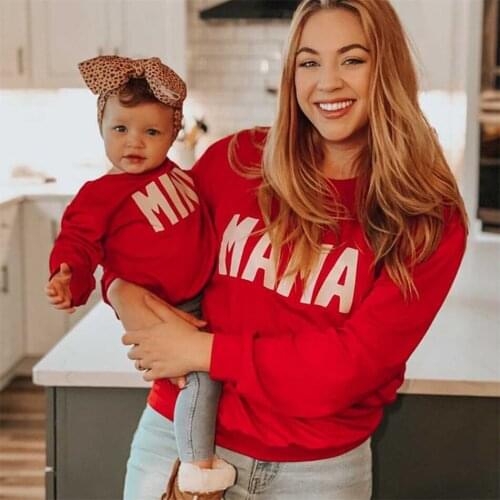 Mother Daughter Matching Sweatshirts Family Set Christmas Mom Baby Mommy and Me Clothes Mama Mini Women Girls Cotton Sweaters