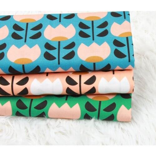 Half Yard Plain Cotton Fabric With Northern Europe Flower Print Handmade DIY Bag Garment Dress Cloth 100% Cotton CR-825