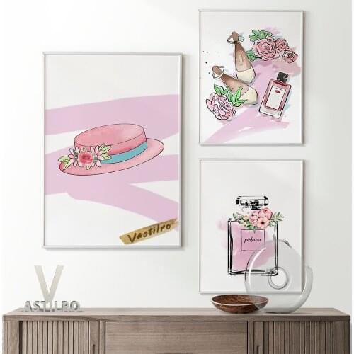 Cosmetics Illustration Poster Fashion Watercolour Perfumes Art Prints Canvas Painting Beauty Salon Home Room Decor Wall Picture