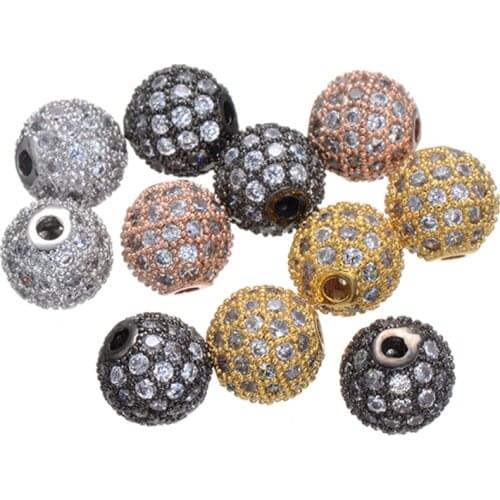Supplies For Jewelry 4 Color Micro Pave Rhinestone Beads Round 8mm DIY Spacer European Murano Czech Bead For Men Bracelets