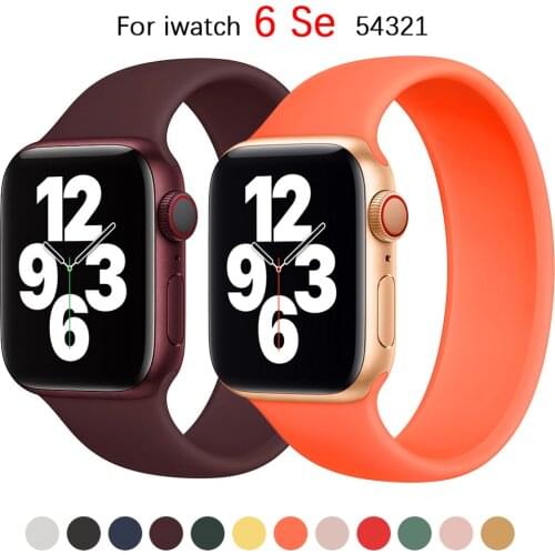 Solo Loop Strap For Apple Watch 6 Band 44mm 40mm iWatch bands 38mm 42mm Belt Elastic Silicone bracelet For Series 6 5 4 3 2 1 SE