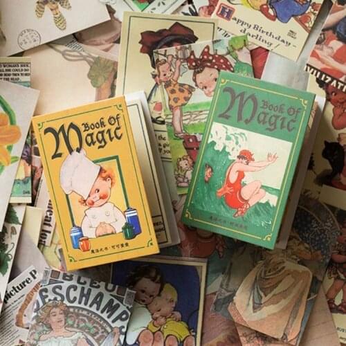 Retro Book Of Magic Series Diy Paper Sticky Notes Memo Pad Diary Stationary Flakes Scrapbook Decorative Vintage Material Book