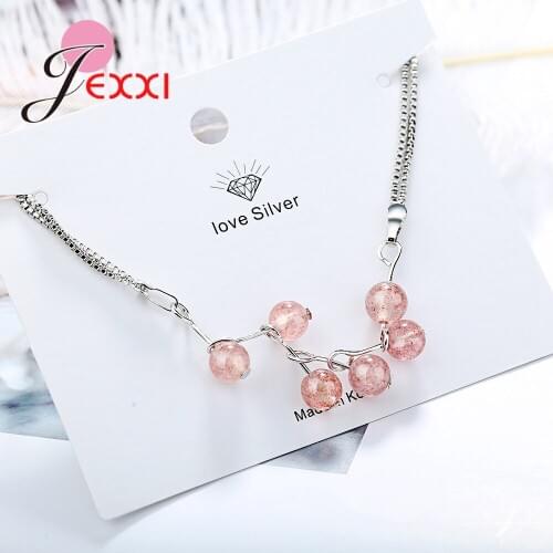 Romantic Beads Charm Bracelets 925 Sterling Silver Fashion Crystal Engagement Accessories for Women Wedding Anniversary Jewelry