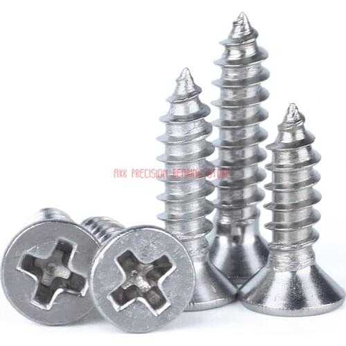 Drywall Vis 304 Grade Stainless Steel M4x6/8/10/12/14/16 Countersunk Head Cross Recessed Flat Screws Phillips Self-tapping Wood