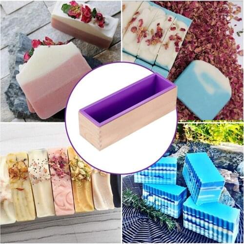 1200g Silicone Soap Mold Rectangular Wooden Box With Flexible Liner For DIY Handmade Loaf Mould Soap Mold Soap Making Tools