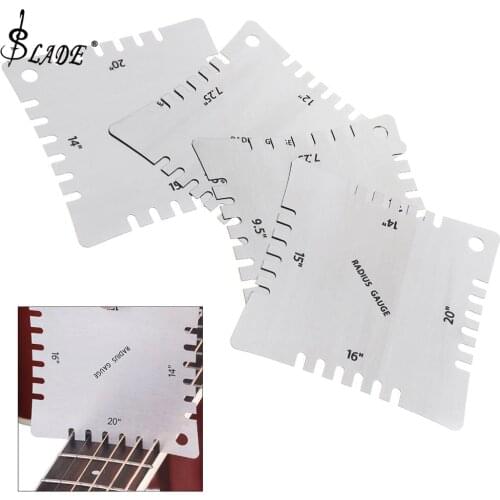 SLADE 4pcs Stainless Steel Guitar Notched Radius Gauge Fingerboard Fretboard Measuring Tool Set for Guitar Instruments