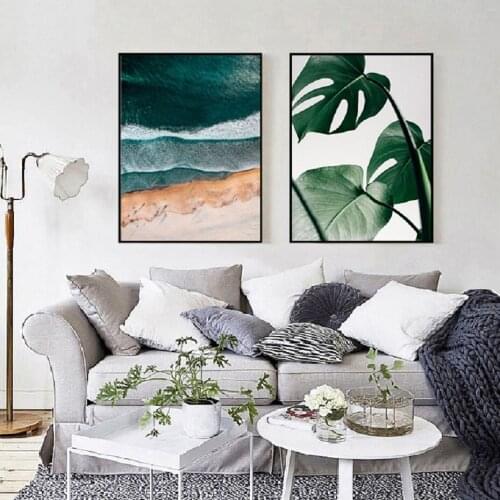 Modern Sea Scene Inspiring Quote Turtle Leaves Scandinavian Canvas Painting Wall Art Pictures for Living Room Home Decor