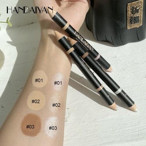Handaiyan Tattoo Eyebrow 2 in 1 Double head Eyebrow pencil and Highlight Concealer Waterproof Lasting Brown Eye Brow Tint