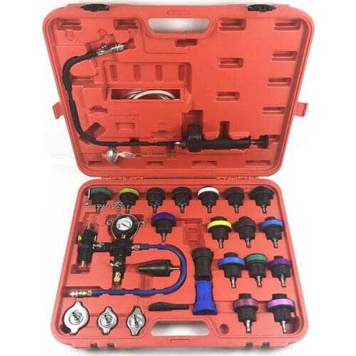 28pcs Universal Radiator Pressure Tester Cooling System Tester Vacuum Type Water Tank Leakage Tester Detector Set Testeur