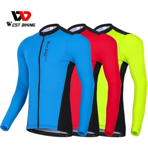 WEST BIKING Long Sleeve Cycling Jersey Breathable Team Racing Sport Bicycle Jersey Men Shirt Clothing Comfortable Bike Jersey