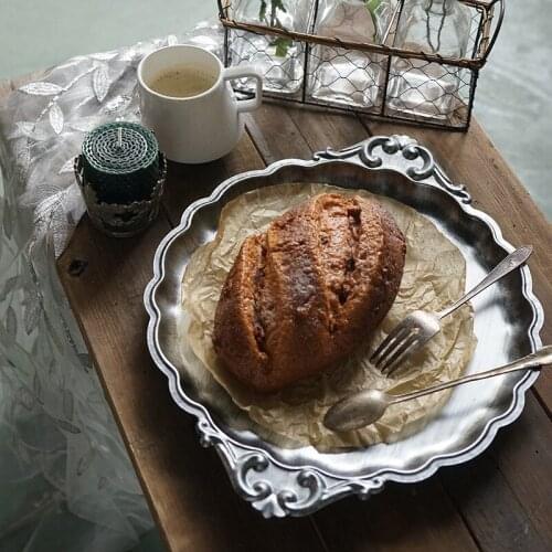 Vintage Style Gold Silver Iron Storage Tray Bread Dessert Plate Home Storage Organizer Wedding Decoration Tool For Fruit Cakes