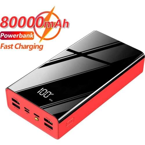 80000mAh with Digital Display LED Light Power Bank Portable Power Bank External Battery Charger Fast Charger for Xiaomi IPhone