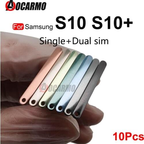 10Pcs/Lot For Samsung Galaxy S10 Plus S10+ Dual & Single Sim Card Slot Tray Holder Sim Card Reader Socket Replacement Parts