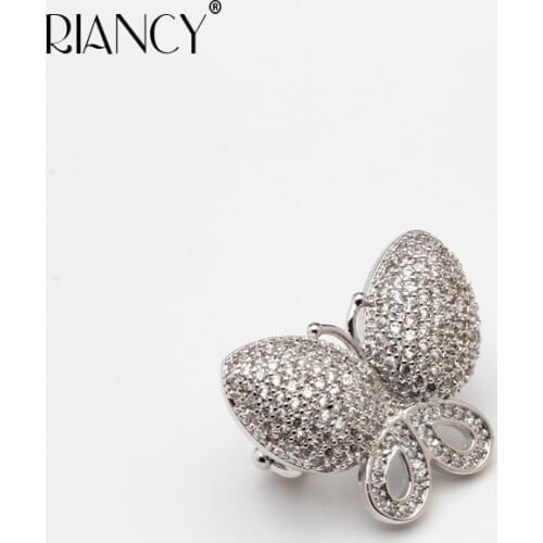 DIY Jewelry Accessories Double row clip Clasp Butterfly micro inlaid Zircon Pearl long necklace accessories