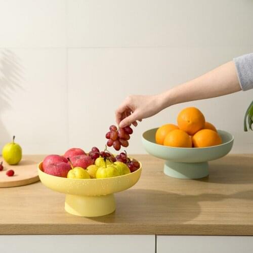 Yellow Pink Green White Fruits Candy Food Tableware Home Kichen Fruits Plates Round Drain Fruits Dishes