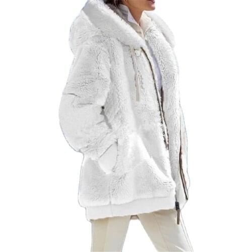 Plus Size Fur Outerwear 2021 Winter WomenS Coat Fashion Casual Ladies Clothes Hooded Zipper Ladies Coat Cashmere Jacket S-5XL